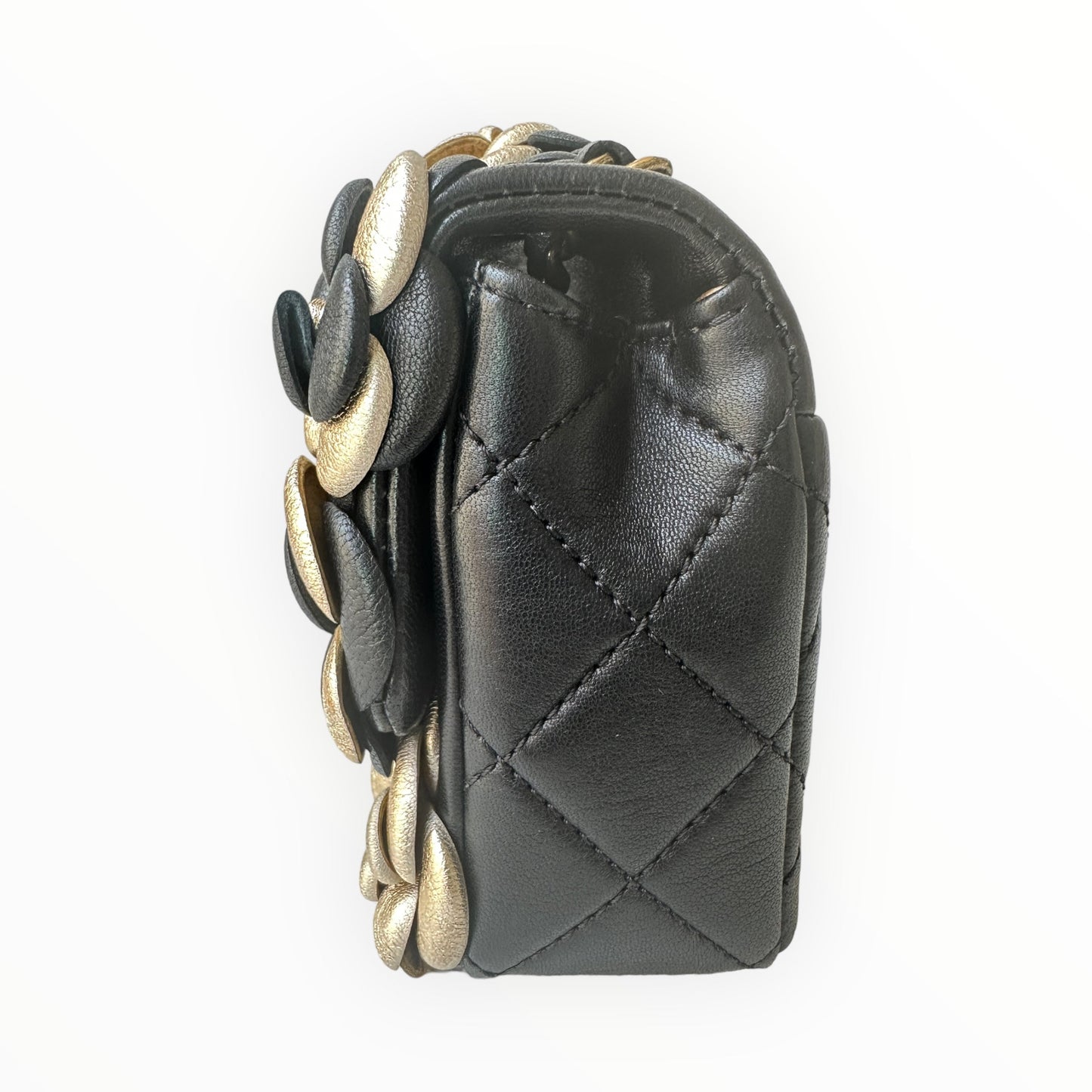 Chanel CC Camellia Flap Bag Embellished Sheepskin Mini