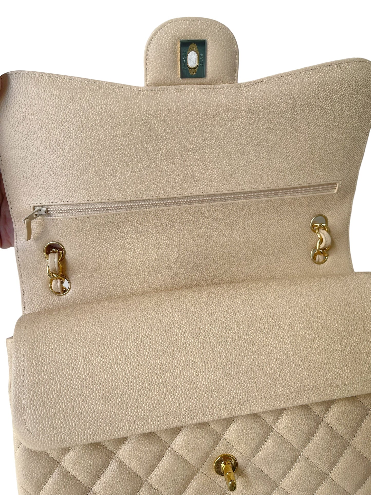 Chanel Jumbo Double Flap Beige Caviar Gold Hardware