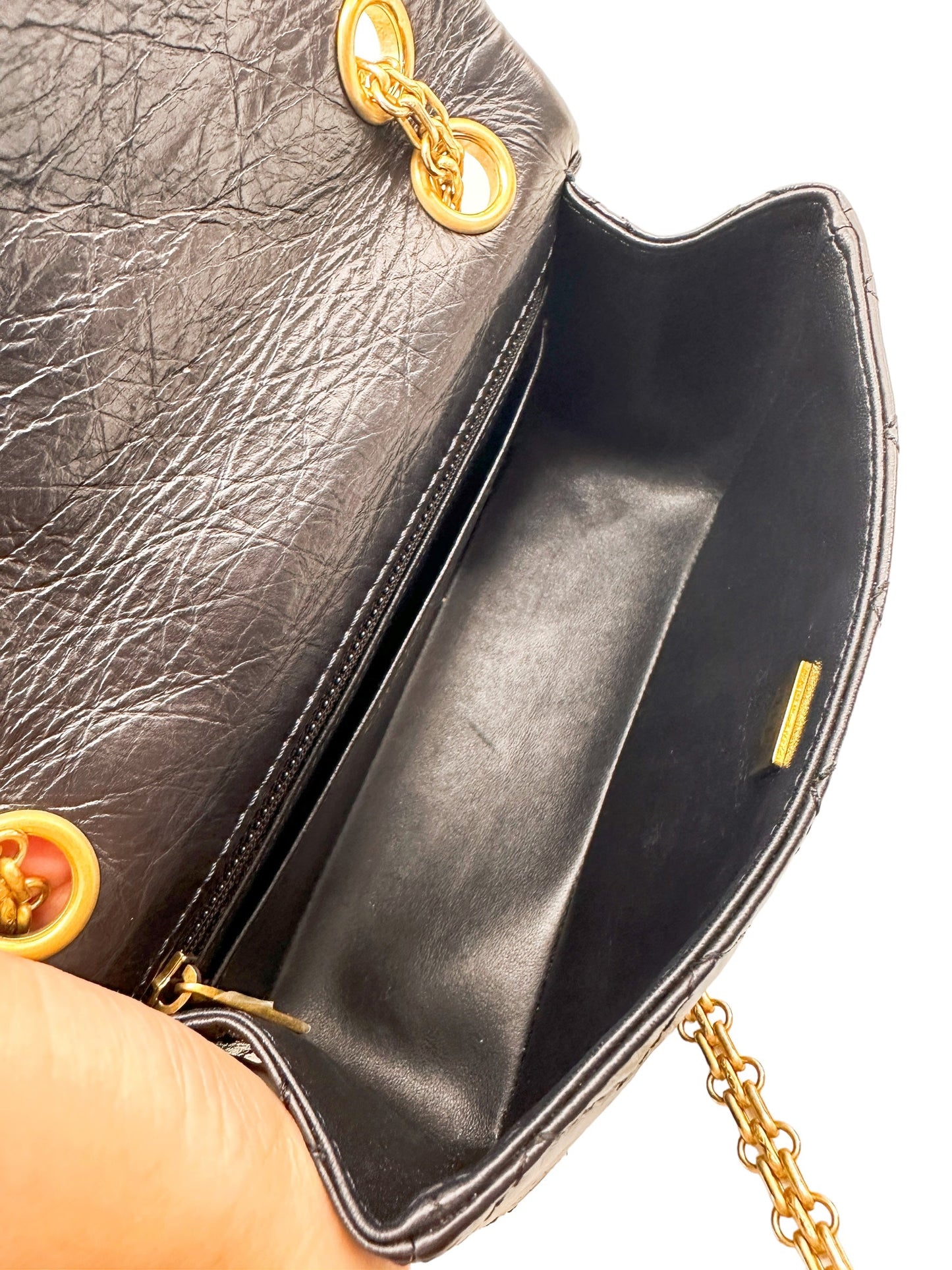 Chanel 2.55 Reissue Flap Quilted Crinkled Calfskin Gold-tone Mini Black