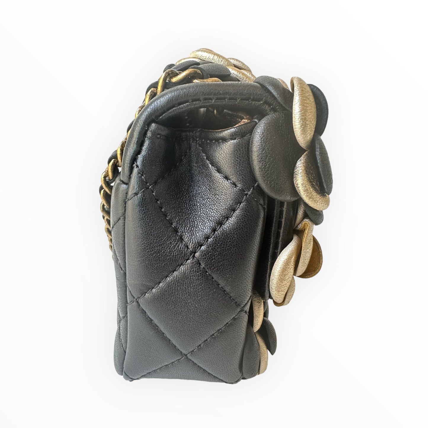 Chanel CC Camellia Flap Bag Embellished Sheepskin Mini