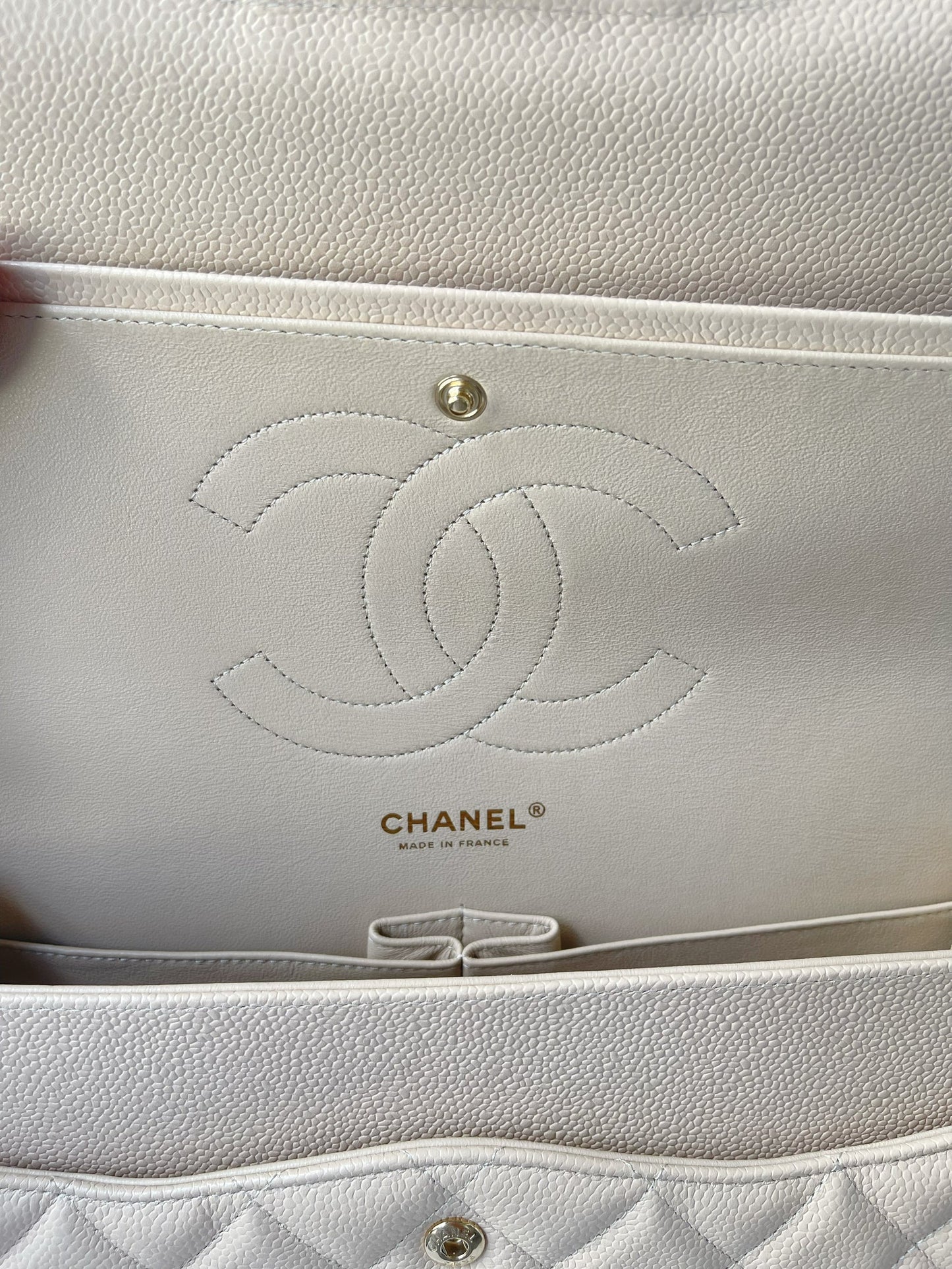 Chanel Jumbo Double Flap Beige Caviar Gold Hardware