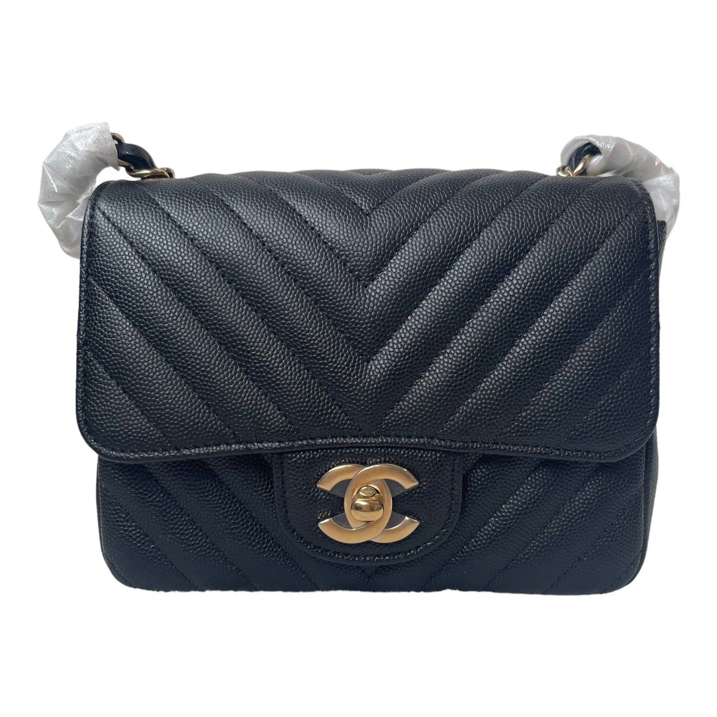 Chanel Mini Square Chevron Caviar 18B