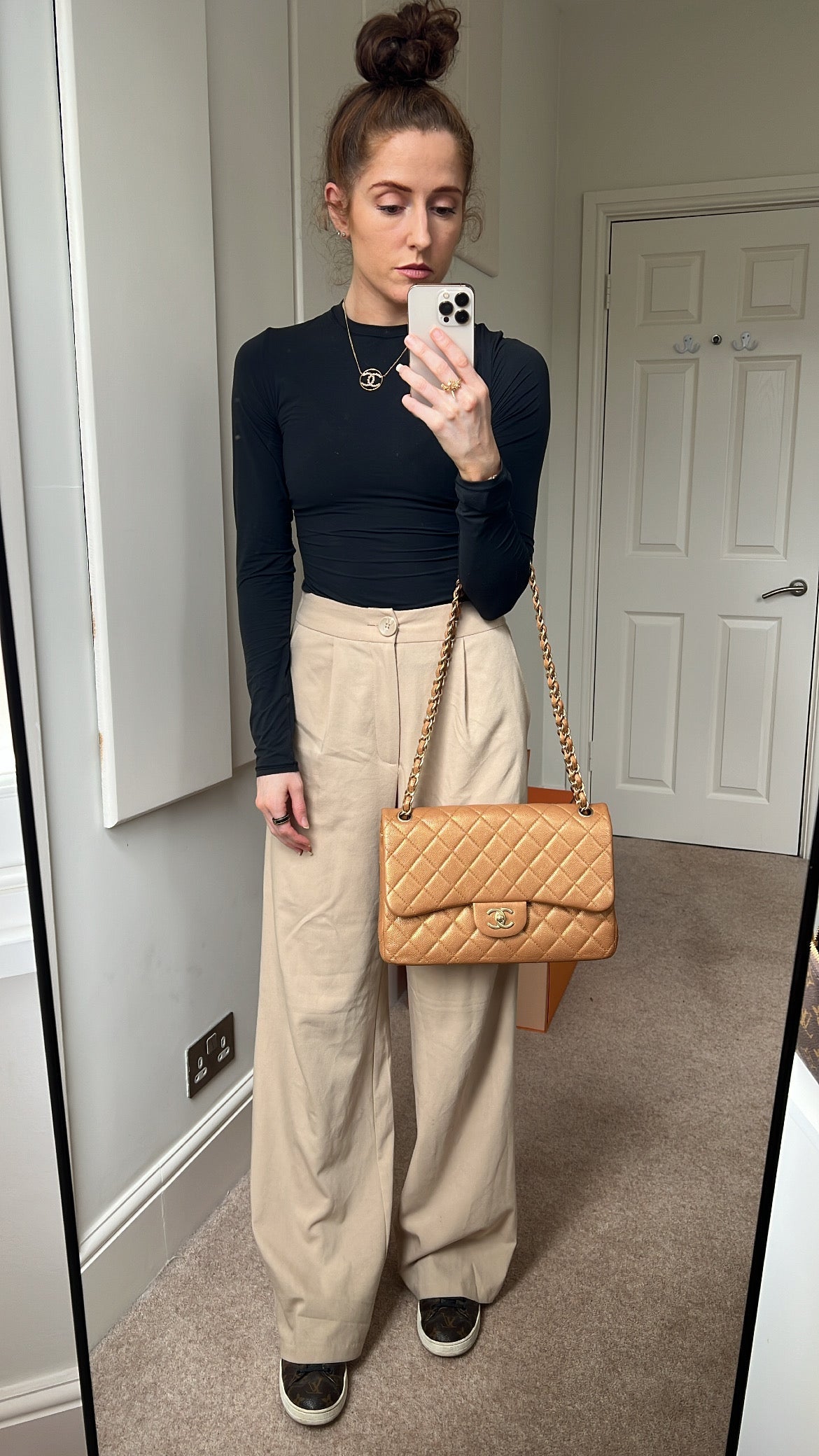 Chanel Jumbo Double Flap in Gold Caviar (RRP £9,670)