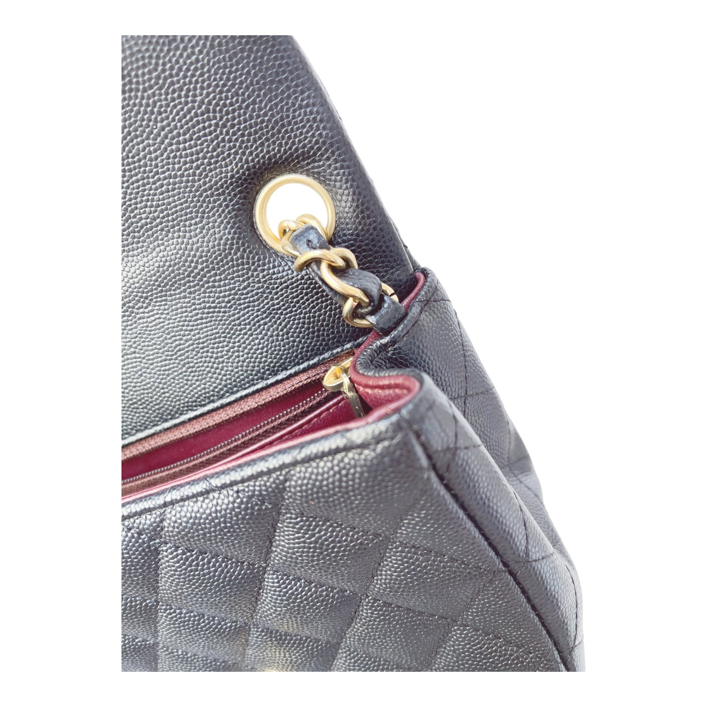 Chanel Quilted Mini Square Flap Black Caviar Gold Hardware 17B