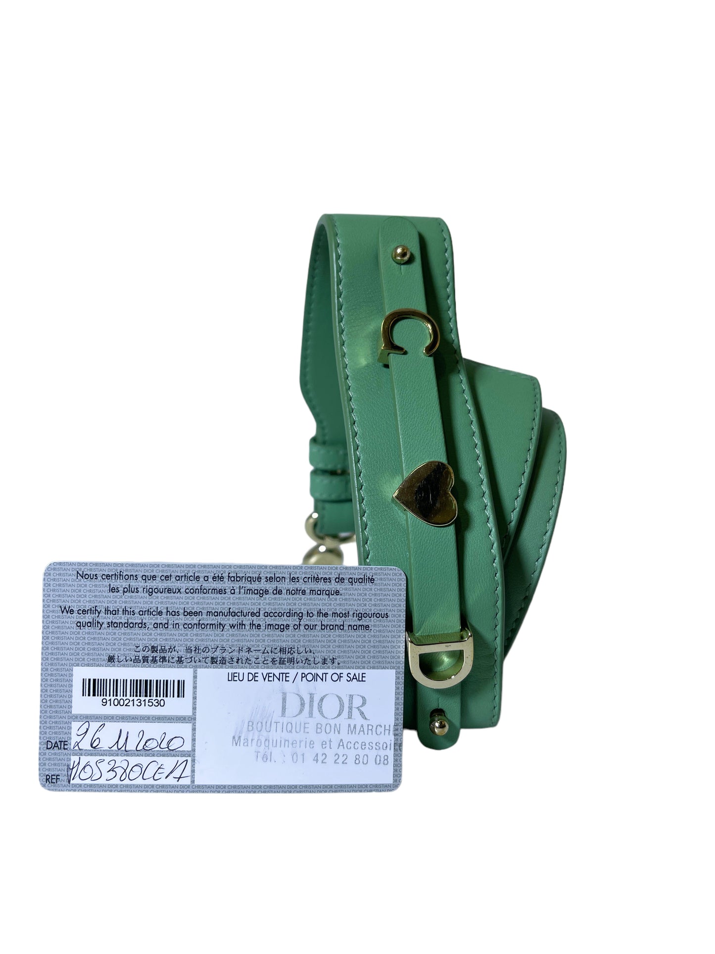 Dior Small Lady Dior ABC in Green Lambskin and LGHW Enamel Buckle