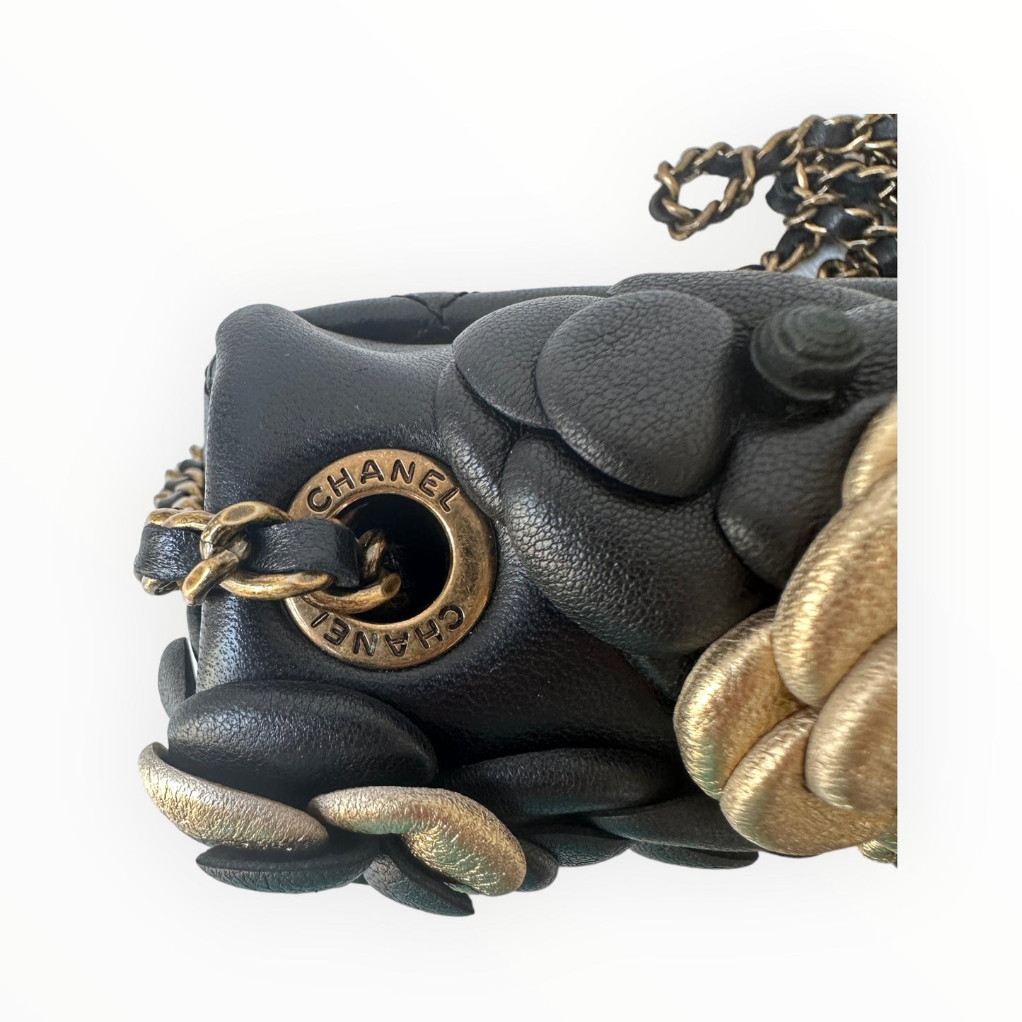 Chanel CC Camellia Flap Bag Embellished Sheepskin Mini