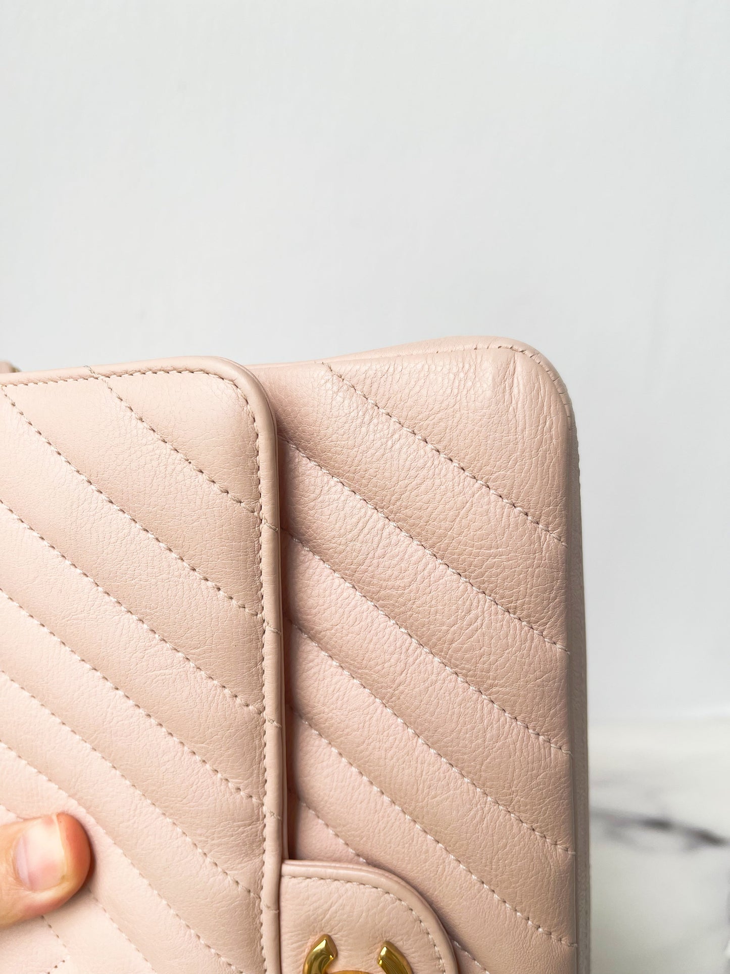 Chanel 17C Classic Chevron Calfskin Light Pink