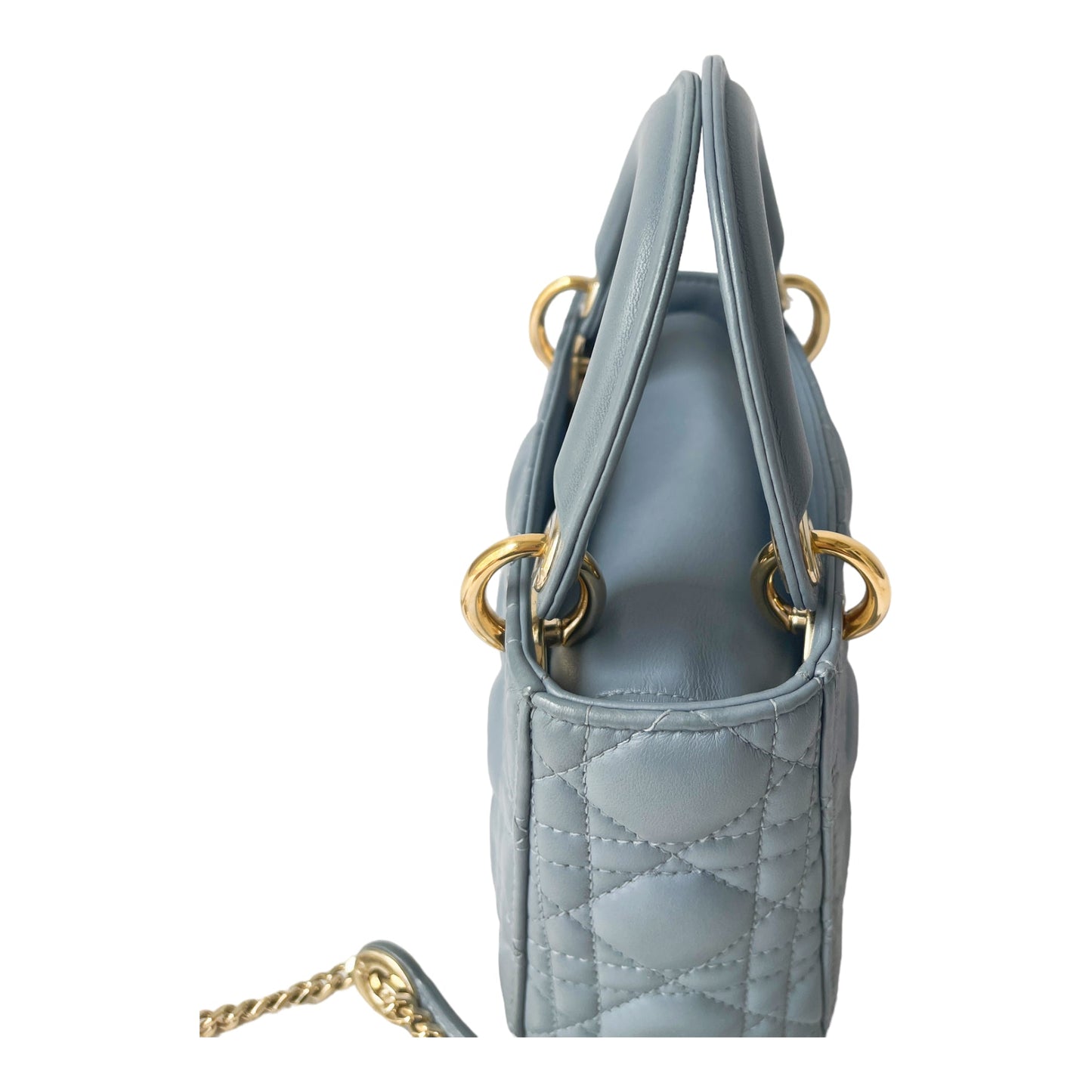Christian Dior Calfskin Cannage Mini Lady Dior Sky Blue