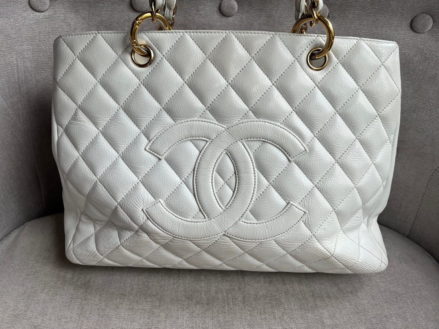 Chanel White Caviar Grand Shopper Tote (GST)
