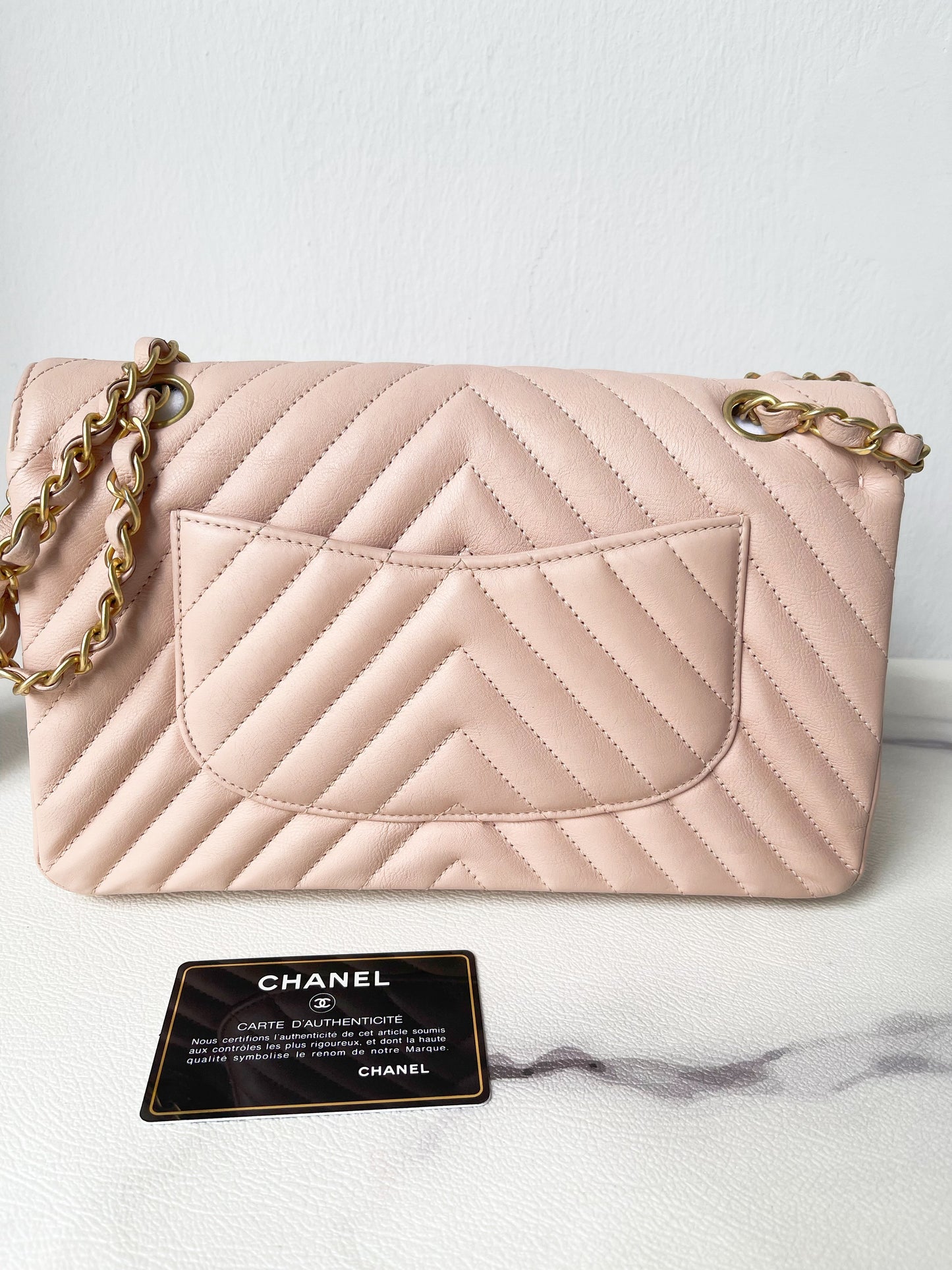 Chanel 17C Classic Chevron Calfskin Light Pink