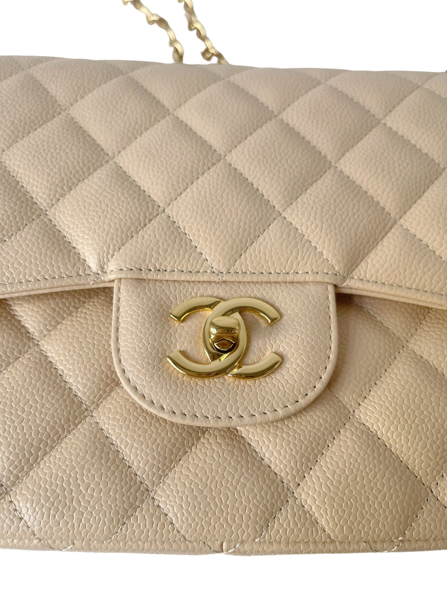 Chanel Jumbo Double Flap Beige Caviar Gold Hardware