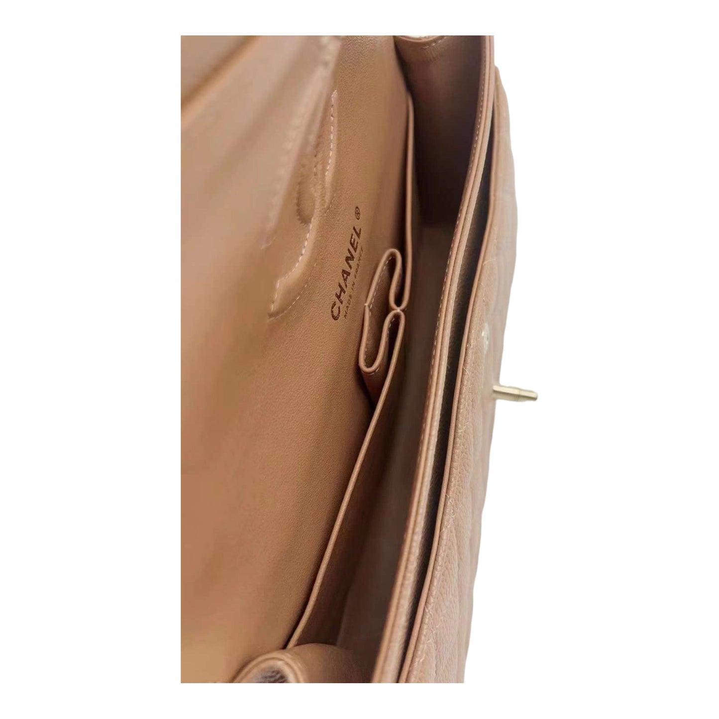 CHANEL 18S Iridescent Dark Beige Caviar Rectangular Mini Flap Bag Brushed Gold Hardware