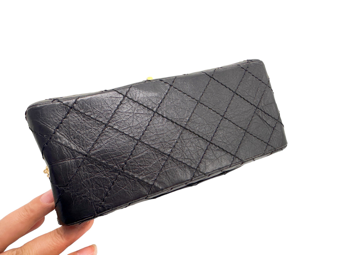 Chanel 2.55 Reissue Flap Quilted Crinkled Calfskin Gold-tone Mini Black
