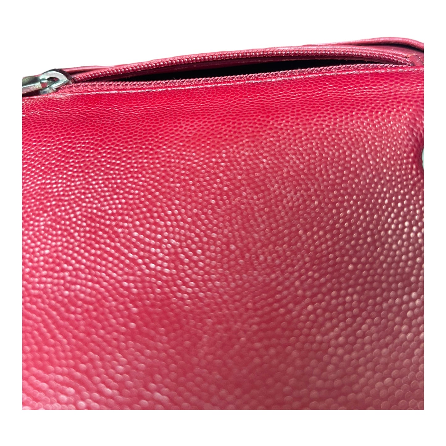 Chanel Quilted Mini Square Flap Red Caviar Silver Hardware 17B