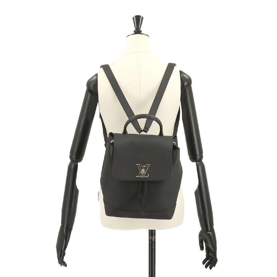 LOUIS VUITTON Lock Me  Leather Noir Black Backpack