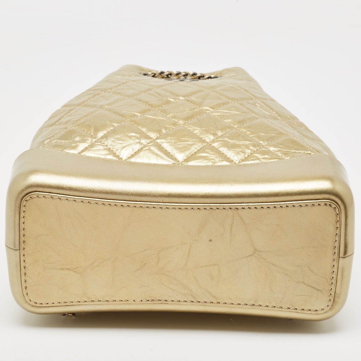 CHANEL Gold Quilted Aged Leather Small Gabrielle Backpack
