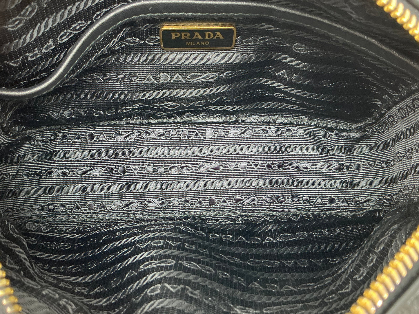 Prada Nappa Gaufre Camera Bag – Black Pleated Lambskin Leather