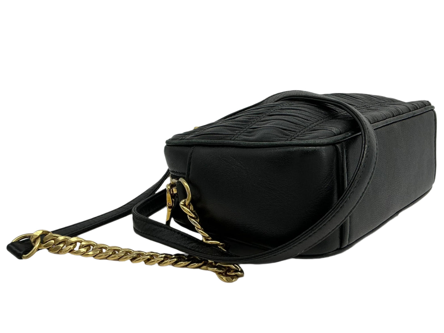 Prada Nappa Gaufre Camera Bag – Black Pleated Lambskin Leather
