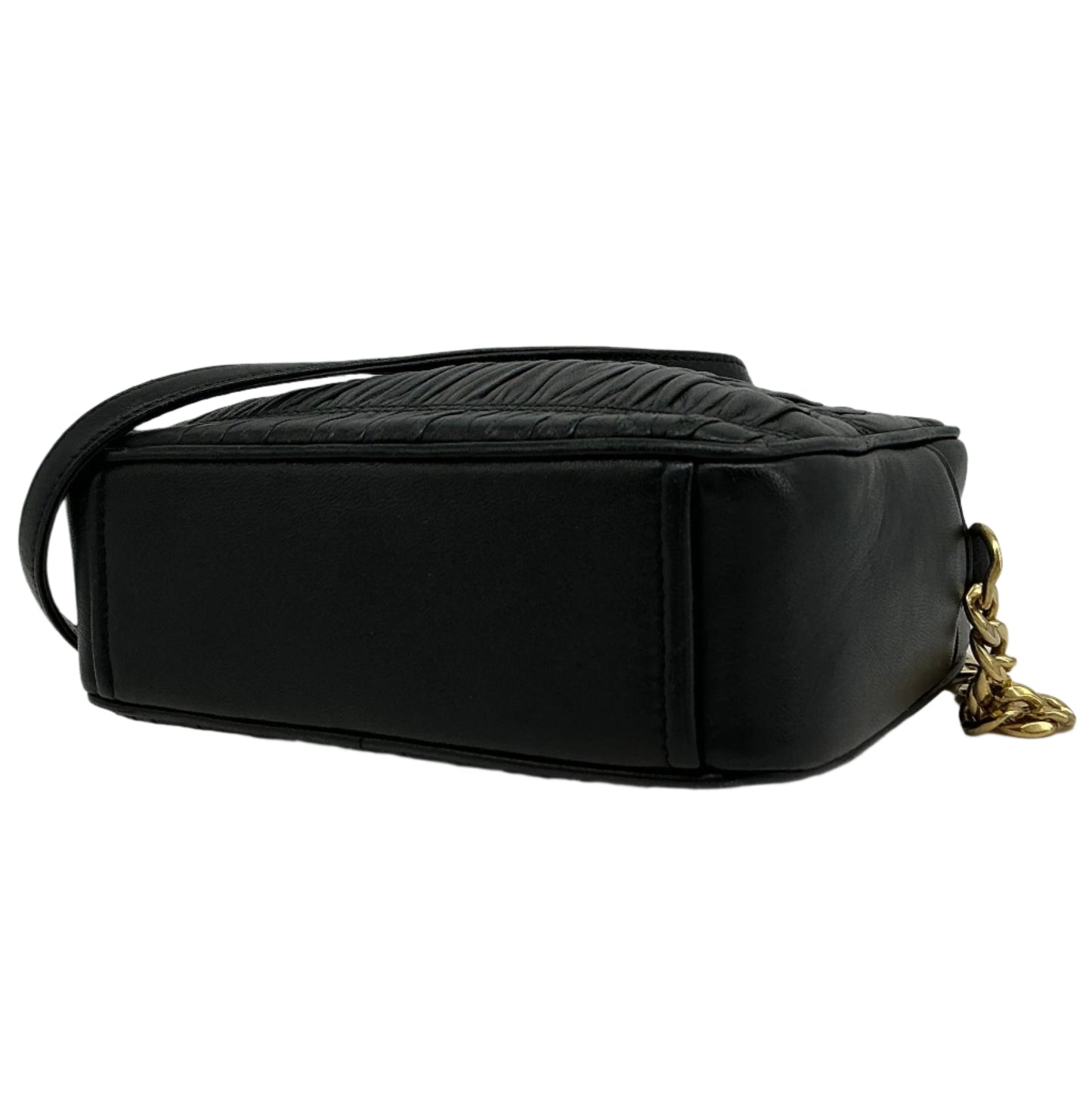 Prada Nappa Gaufre Camera Bag – Black Pleated Lambskin Leather