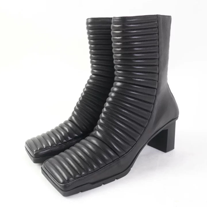 Balenciaga Quilted Leather Ankle Boots - Black, Size 38
