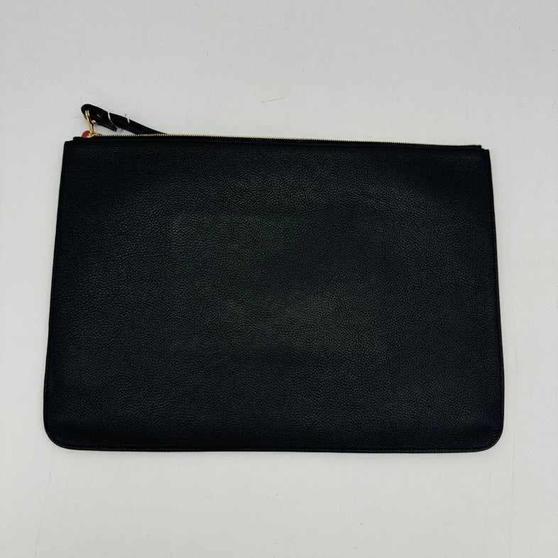 Balenciaga Black Leather Large Clutch Wristlet Bag