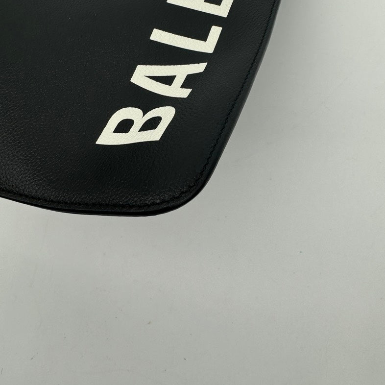 Balenciaga Black Leather Large Clutch Wristlet Bag