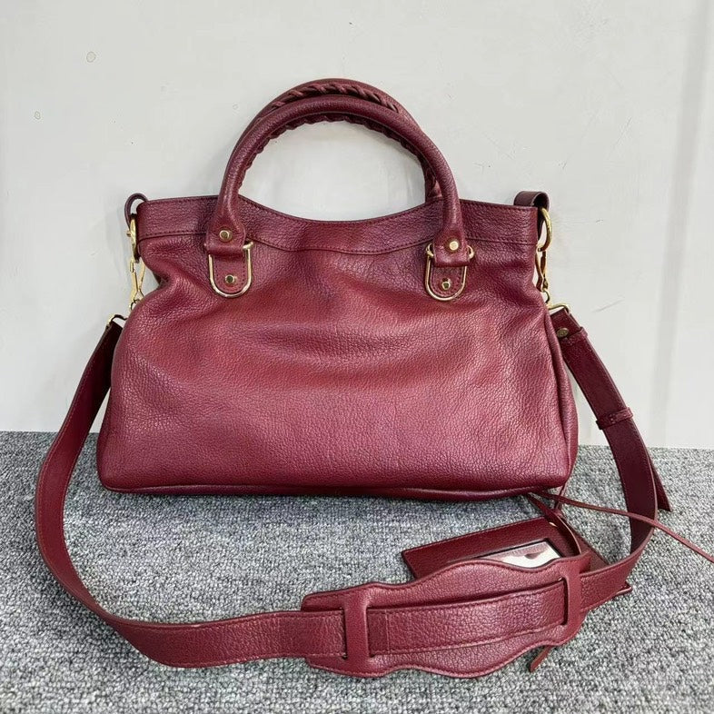 Balenciaga City Burgundy Leather Tote Bag Medium Size