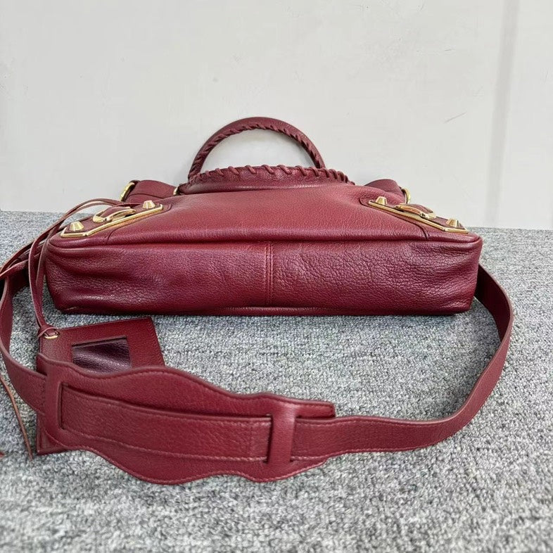 Balenciaga City Burgundy Leather Tote Bag Medium Size