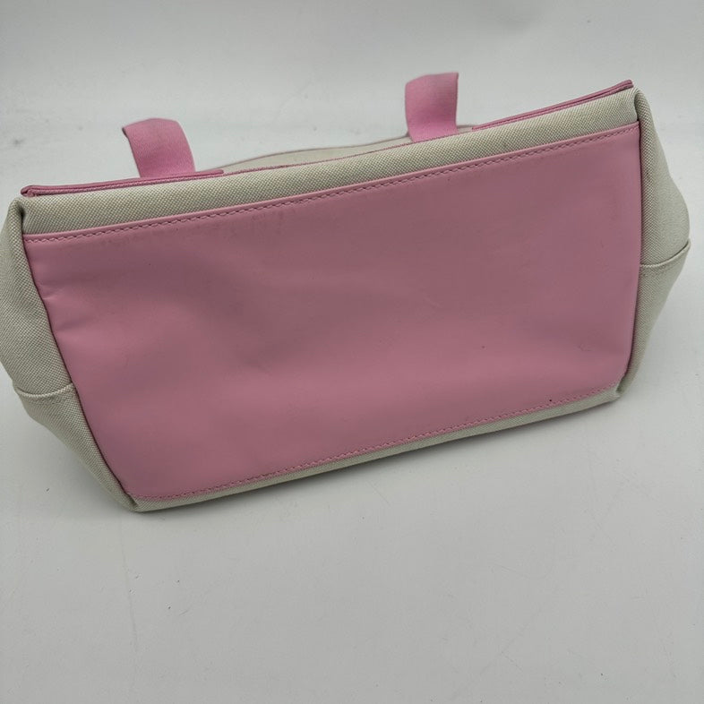 Balenciaga Canvas Handbag Pink Trim Medium Size Ivory