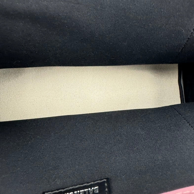 Balenciaga Canvas Handbag Pink Trim Medium Size Ivory