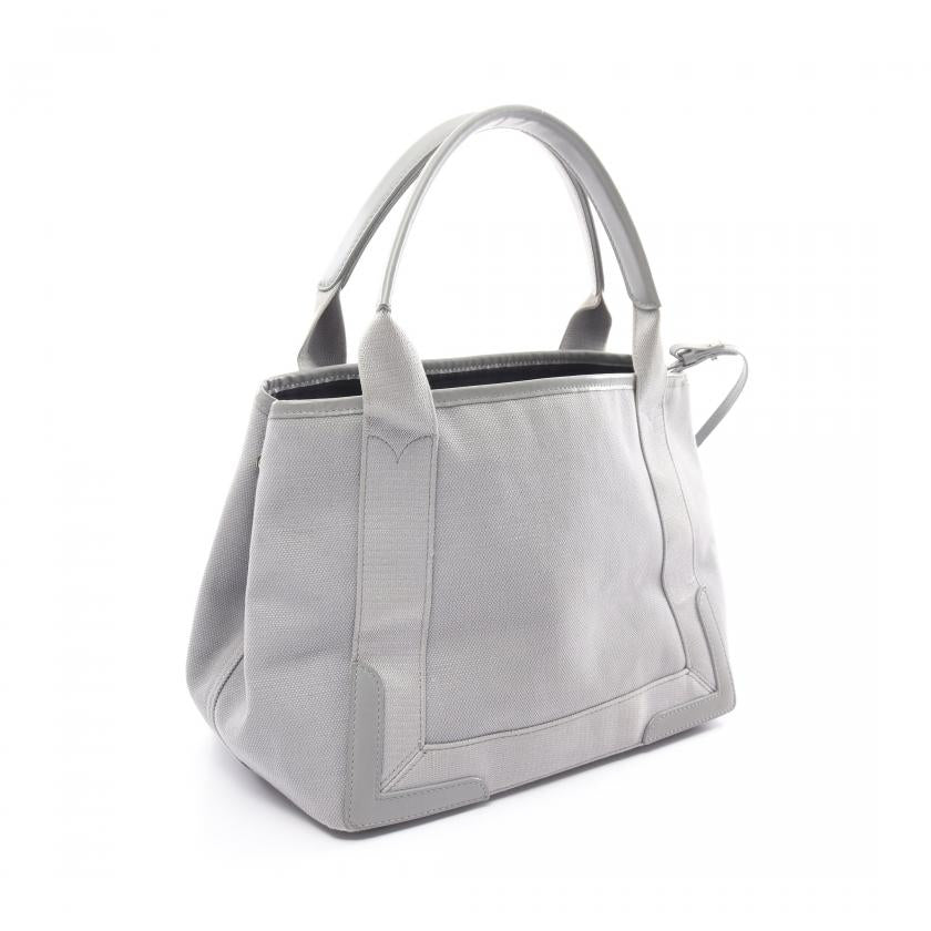 Balenciaga Navy Cabas S Gray Canvas Leather Tote Handbag