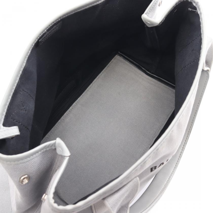Balenciaga Navy Cabas S Gray Canvas Leather Tote Handbag