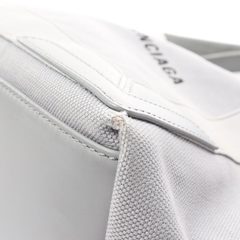 Balenciaga Navy Cabas S Gray Canvas Leather Tote Handbag