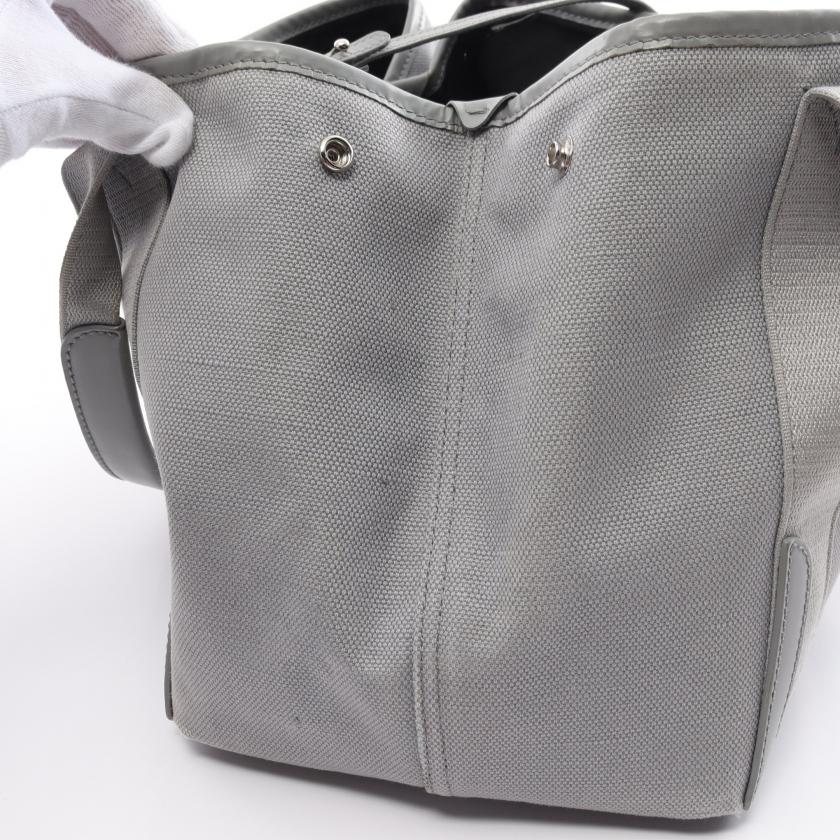 Balenciaga Navy Cabas S Gray Canvas Leather Tote Handbag