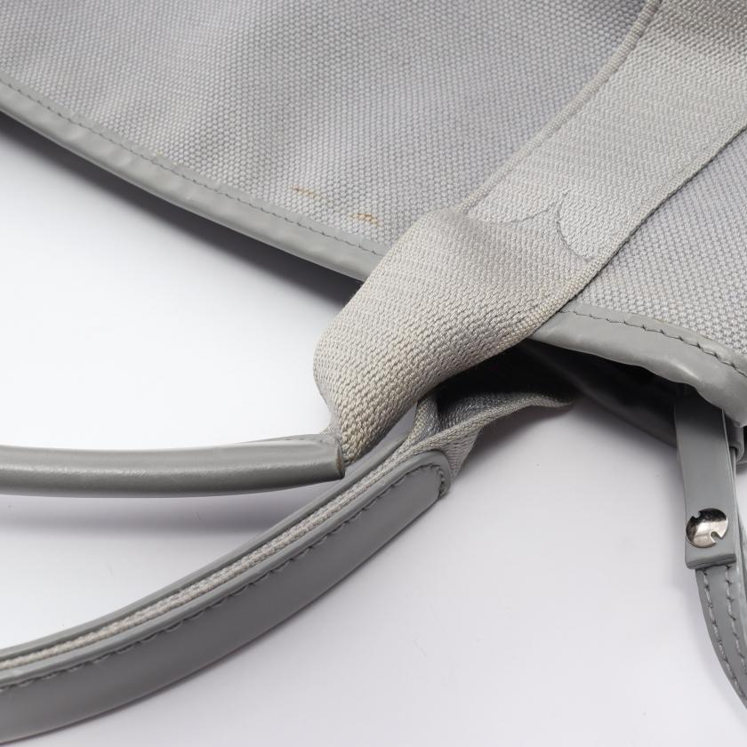 Balenciaga Navy Cabas S Gray Canvas Leather Tote Handbag