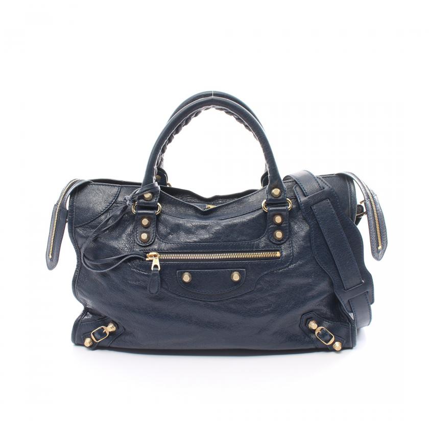 Balenciaga Giant City 2WAY Navy Leather Handbag