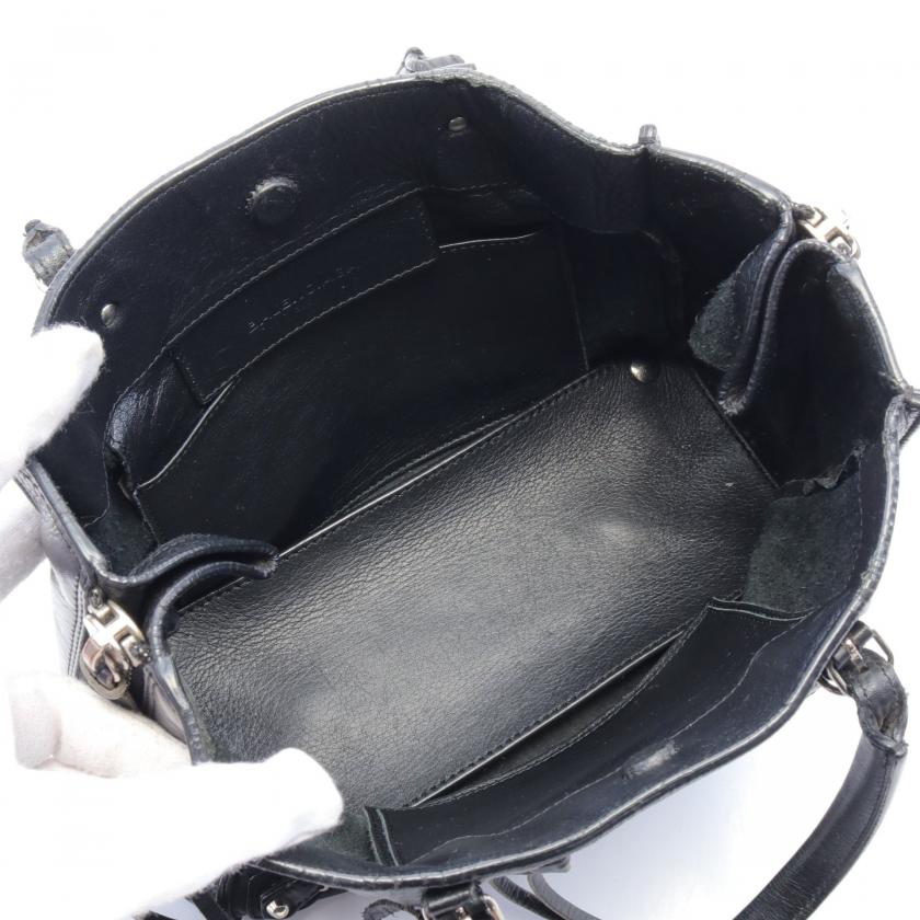 Balenciaga The Paper Mini 2Way Handbag Black Leather