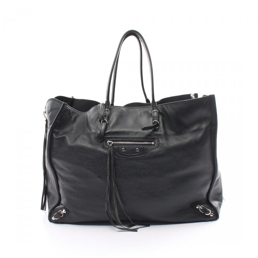 Balenciaga The Paper Tote Bag Black Leather Handbag Large