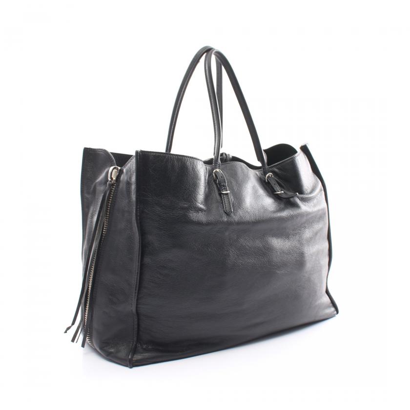 Balenciaga The Paper Tote Bag Black Leather Handbag Large