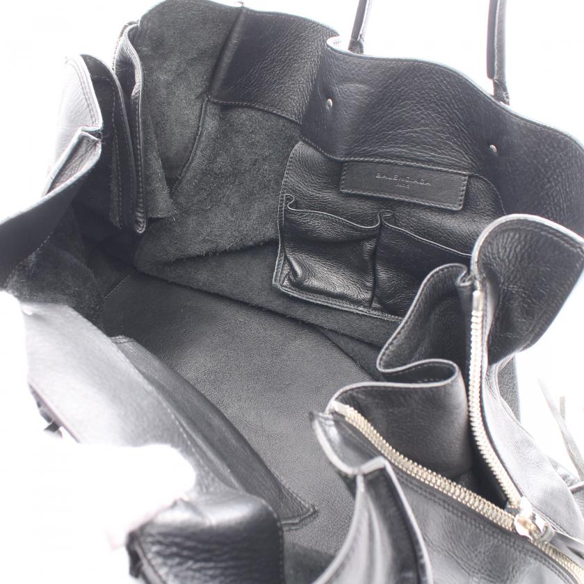 Balenciaga The Paper Tote Bag Black Leather Handbag Large