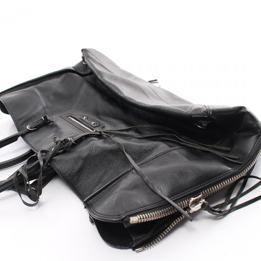 Balenciaga The Paper Tote Bag Black Leather Handbag Large