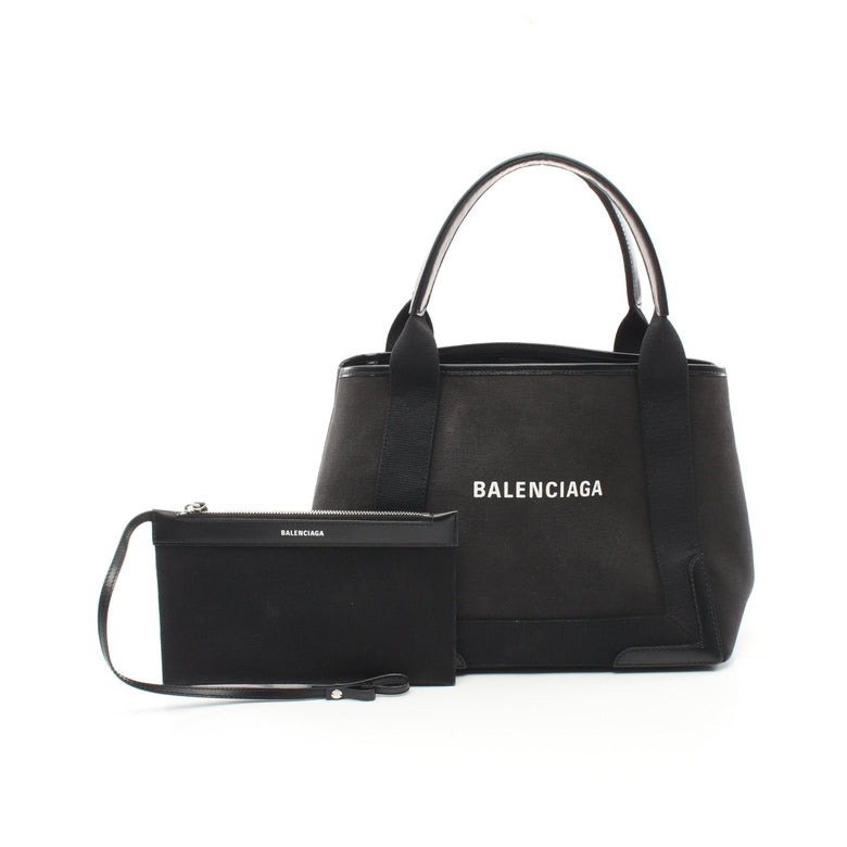 Balenciaga Black Canvas Leather Tote Bag Medium