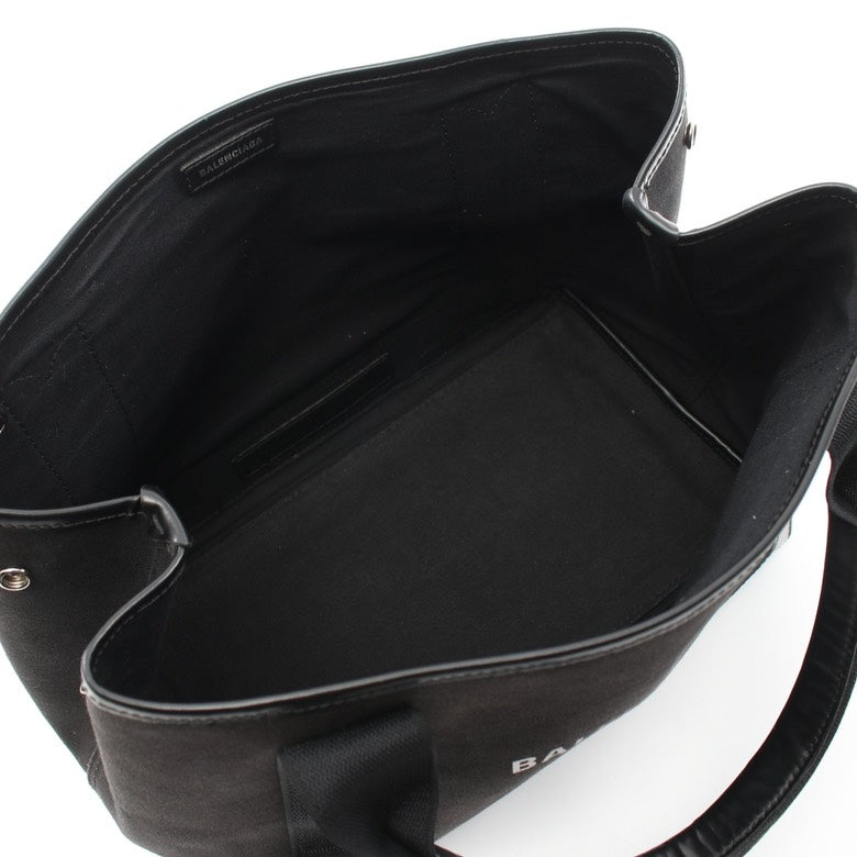 Balenciaga Black Canvas Leather Tote Bag Medium