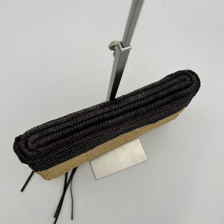 Balenciaga Braid Clutch Wristlet Natural Black Woven Medium