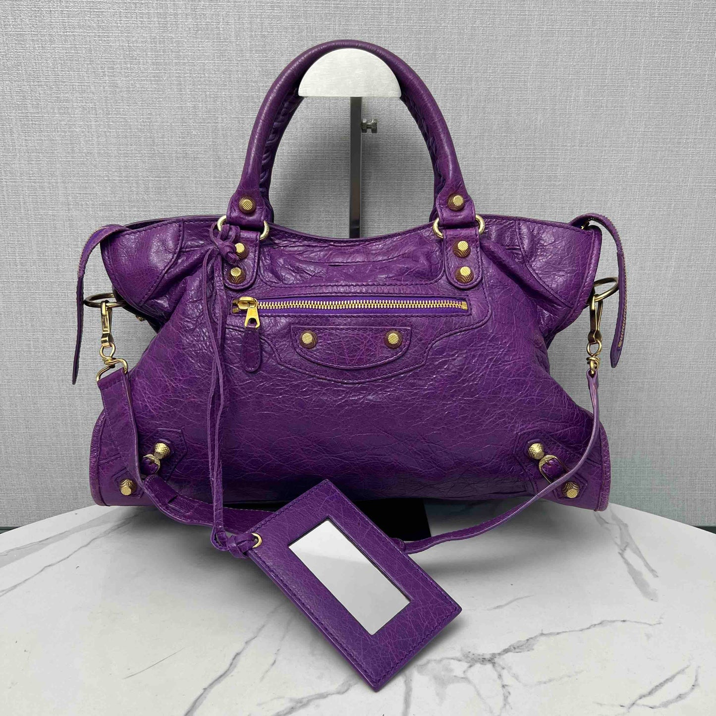 Balenciaga Neo Cagole Purple Leather Bag Medium