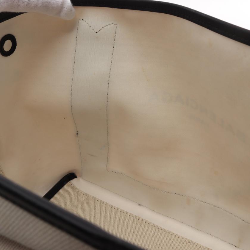 Balenciaga Navy Cabas S Ivory Black Canvas Leather Tote Bag