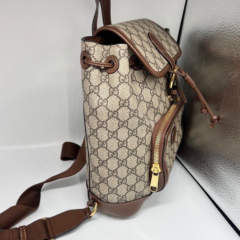 Gucci GG Marmont Leather Backpack Beige Bag Z3848