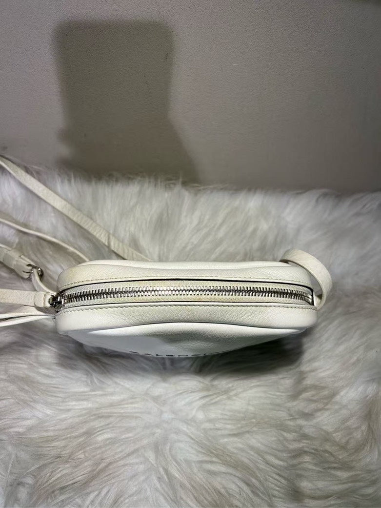 Balenciaga Strap Leather White Crossbody Bag
