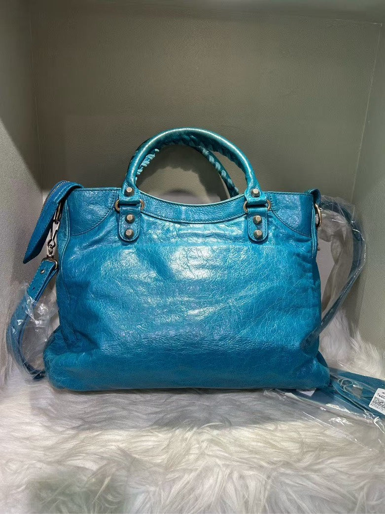 Balenciaga City Bag Blue Leather Shoulder Bag