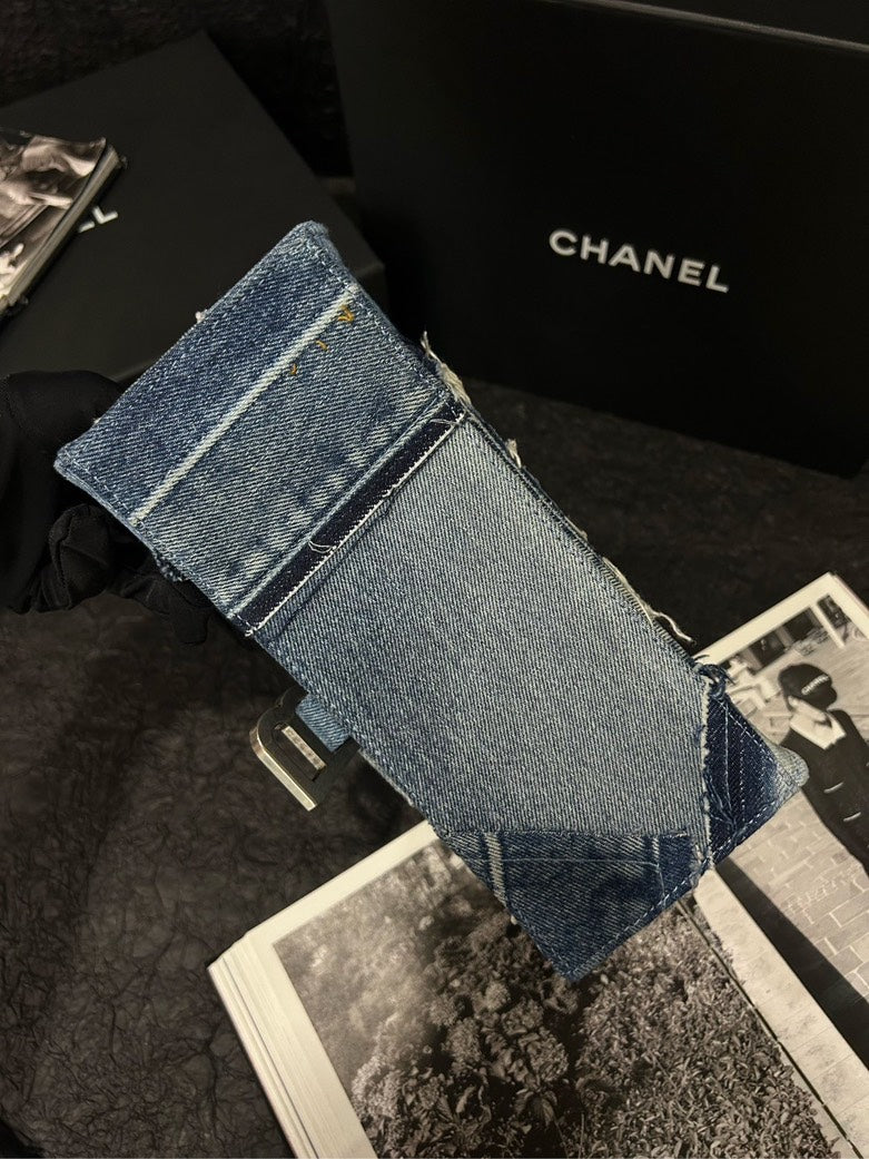Balenciaga Hourglass Small Denim Patchwork Bag - Blue Shoulder Bag